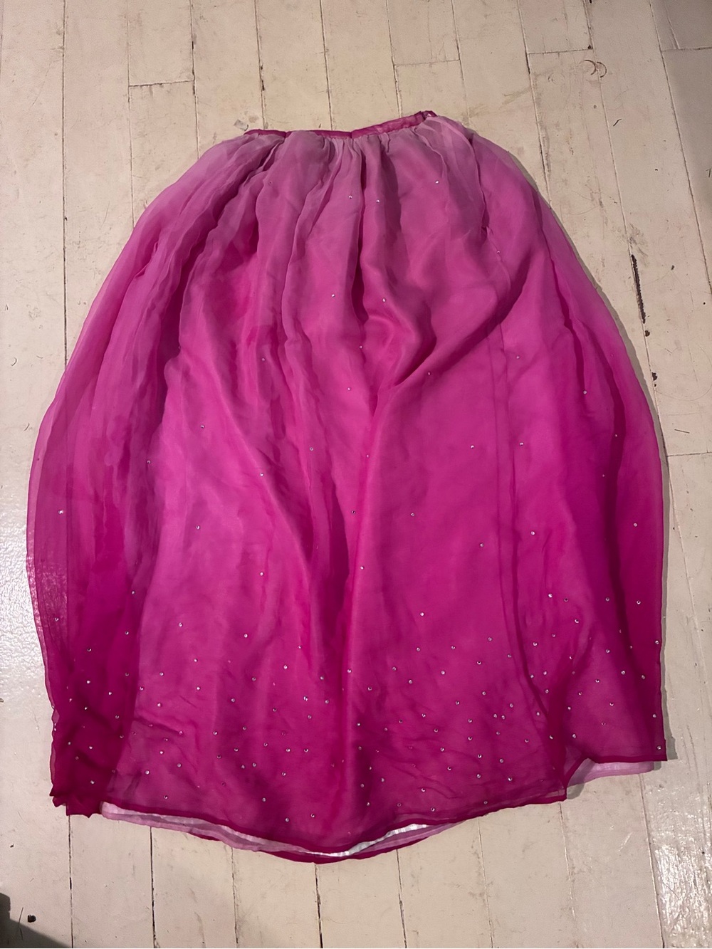 Pierre Garroudi Women’s Magenta Pink Sheer Chiffon Maxi Skirt